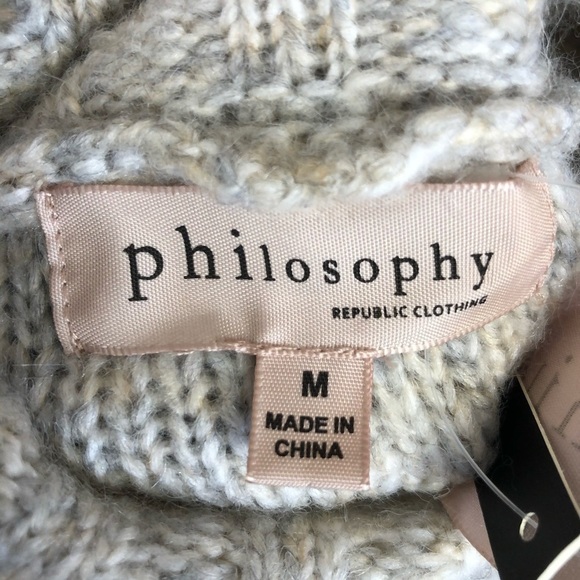 PHILOSOPHY heathered grey beige turtle neck sweater - Picture 11 of 13